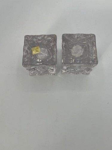 Set Of 2 Colonial Candle “ice cube” recycled glass candle holder No Damage - Picture 3 of 5