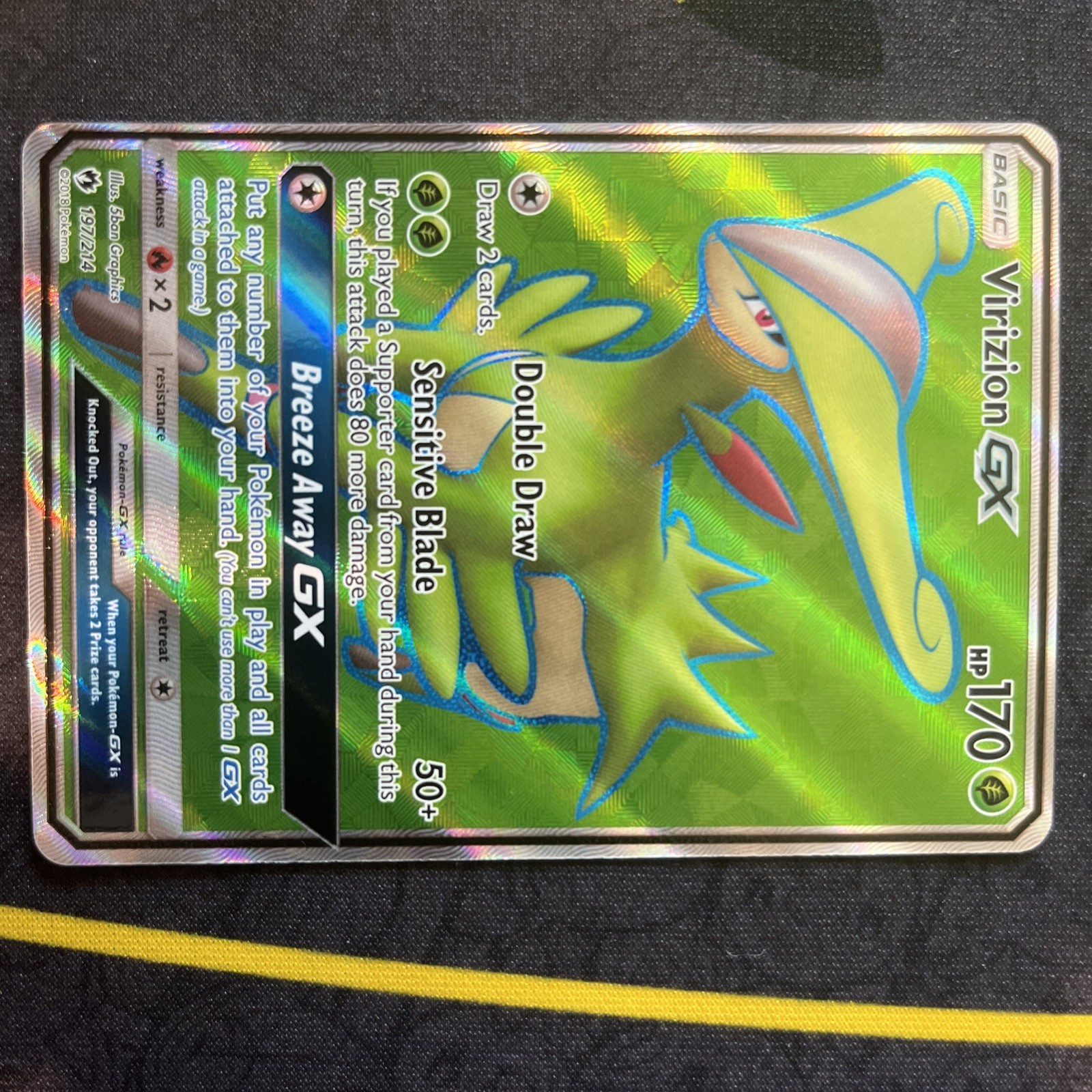 Pokémon TCG Sun & Moon Lost Thunder Full Art Virizion GX 197/214 NM/M