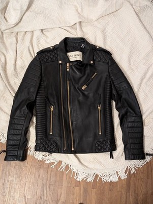 BODA Skins Kay Michaels Lederjacke Damen 36 Schwarz Biker Gold
