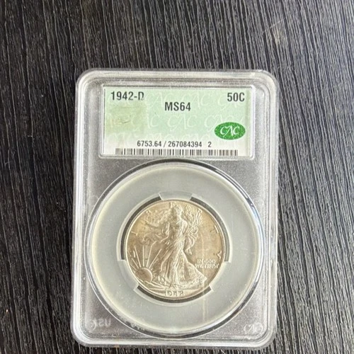 1942-D Liberty Walking Half Dollar MS64 CAC Silver 50C Denver Uncirculated