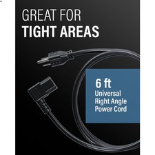 6FT 90 Degree Replacement AC Power Cord - Durable Power Cable for TV, Comput...