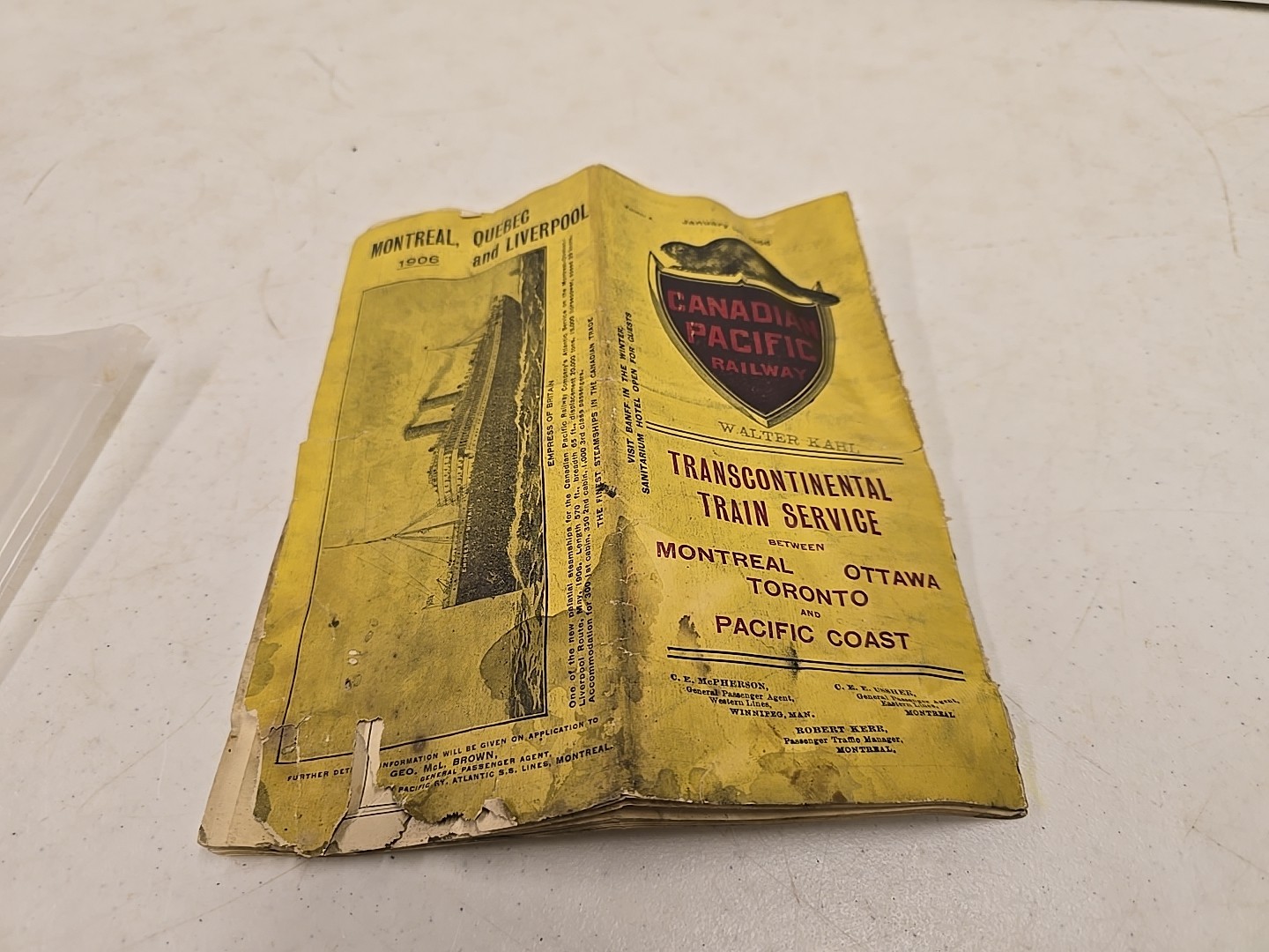 Antique Jan 1906 Canadian Pacific Railway Intercontinental Railroad Time Table