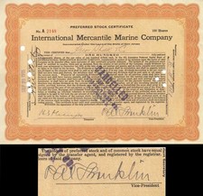 Titanic Stock Signed By Philip Albright Small Franklin who was in Charge Durin