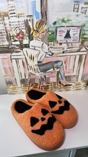 Orange Halloween Pumpkin Cotton Indoor Slippers Women Soft Plush Non Slip