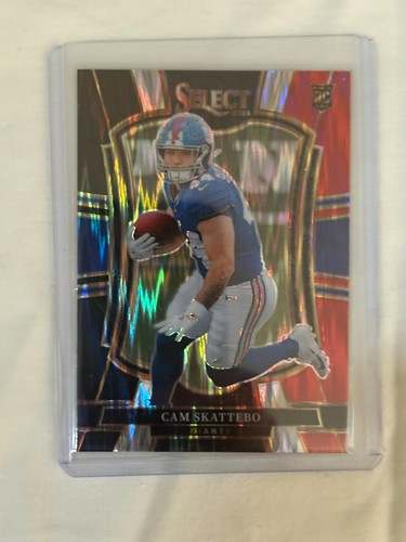 2025 Panini Select - Premier Level Cam Skattebo #195 Red & Blue Shock Prizm (RC)