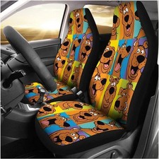 Cartoon Scooby Doo Face Premium Car Seat Covers Set Of 2