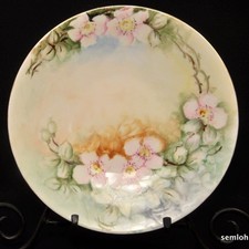 Limoges JPL Plate Artist Dated '08 Signed F.E.W. Hand Painted Roses 1908 Antique