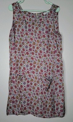 Zara Basic Paisley Floral  Tunic Dress Summer Sleeveless Pockets Cottagecore XL