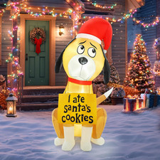 Christmas Inflatable Outdoor Decorations, 4FT Inflatables Cute Dog Yard Decorati