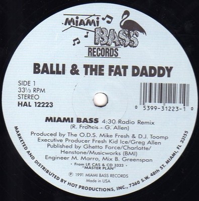 SEALED Balli & FAT DADDY (MIAMI BASS 12'') MASTER PLAN -Dj Toomp / Fresh Kid Ice