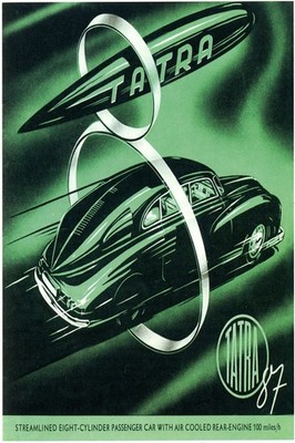   Tatra 87 Car Poster - Vintage Design (Czech Republic) - 24x36  200GSM
