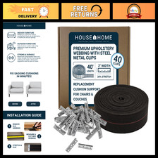 2" x 40' Upholstery Webbing Roll with Clips - Heavy-Duty Furniture Repair  Craf