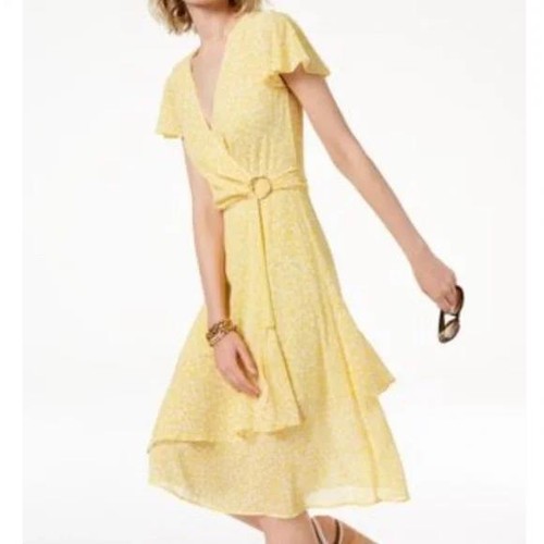 MICHAEL Michael Kors Asymmetrical Floral-Print Flutter Sleeve Flounce Wrap Dress