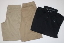 Under Armour Boy's Match Play Shorts Khaki Shirts Lot of 3 Size YXL/14 FREE SHIP