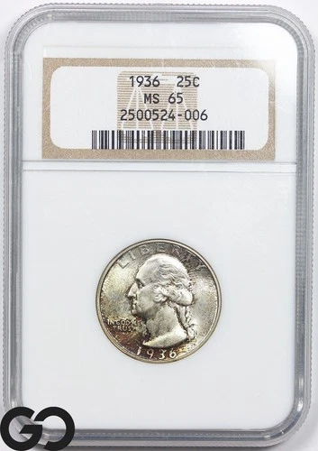 1936 Washington Quarter NGC MS 65 ** Nice Mint Luster!