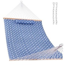  12FT Quilted Fabric Hammock with Soft Pillow, Double 2 Person Tree Blue Floral