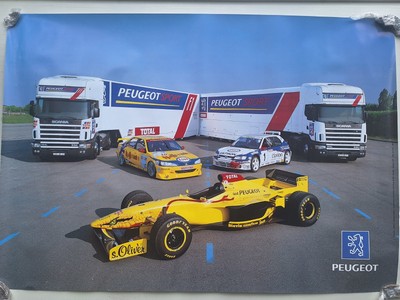 Poster Plakat Peugeot Sport Formel 1 Scania 406 Peugeot 306 S oliv