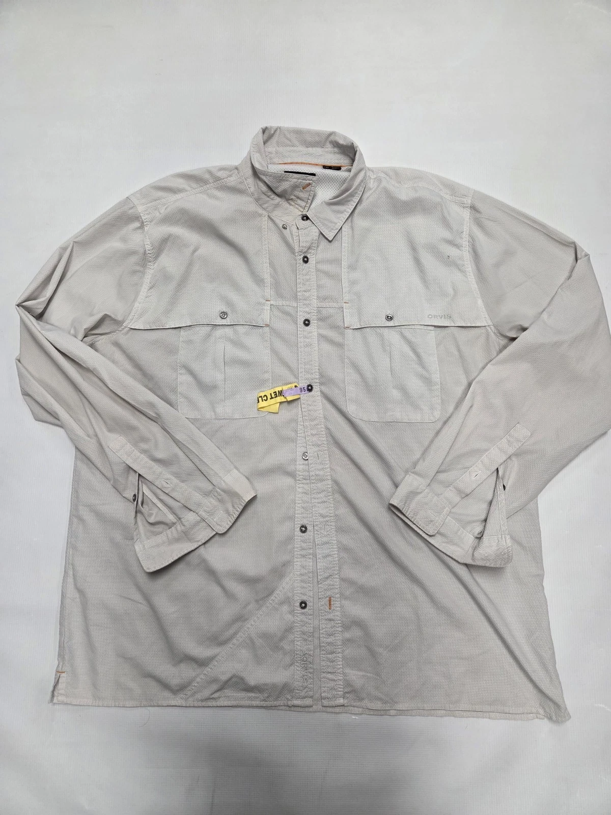 Orvis Trout Bum Fishing Shirt 2XL Button Front White Long Sleeve Vented Outdoor