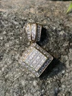 Vintage Kite Shaped 925 Sterling Silver & CZ Stones Halo Slider Pendant