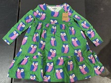 Mini Boden Kids' Ariel Long Sleeve Twirly Cotton Jersey Dress Owls NWT Size 6-7Y