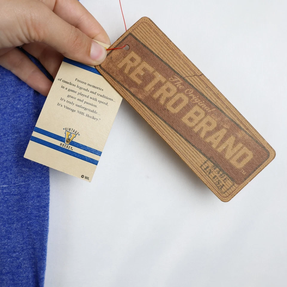 Camisa New York Rangers Para Hombres Pequeña Azul NHL Hockey Marca Retro Camiseta Estilo Vintage Foto 4 de 4