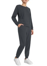 Women's Petite Jogging Set Pullover Sweatshirt and Sweatpants 2 Piece Sweatsu...