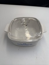 Vintage Corning Ware Cornflower 7”x7”x3” Rectangular Cass Dish W/ Lid P-1 1/2-B
