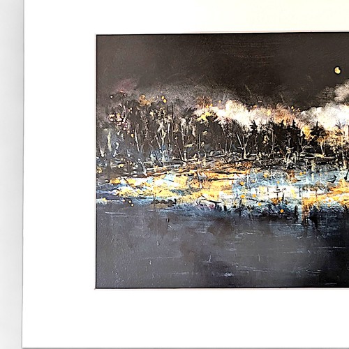 Abstract Print Reminescint Of A Forest Fire Matted With Unknown Artist - Picture 5 of 9