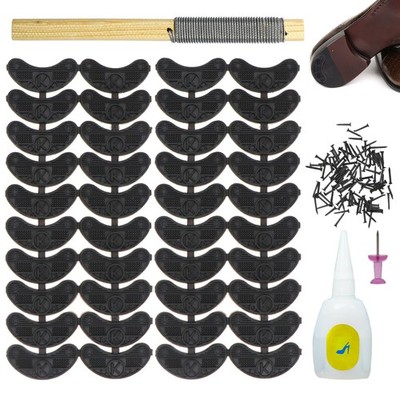 GOETOR Heel Plates 40 PCS Rubber Shoes Taps Tips Repair Medium, Black