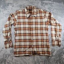 Vtg 70's Mr. Leggs Western Plaid Flannel Shirt Men's L Tall Made In USA