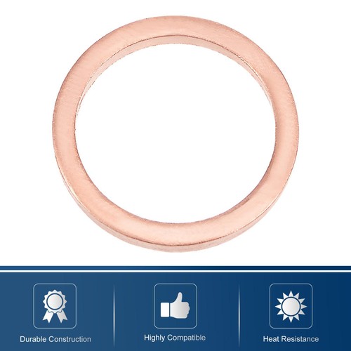 10 Pcs M16 x 20mm x 2mm Copper Flat Washer Sealing Rings for Screw Bolt Nut - Foto 5 di 5