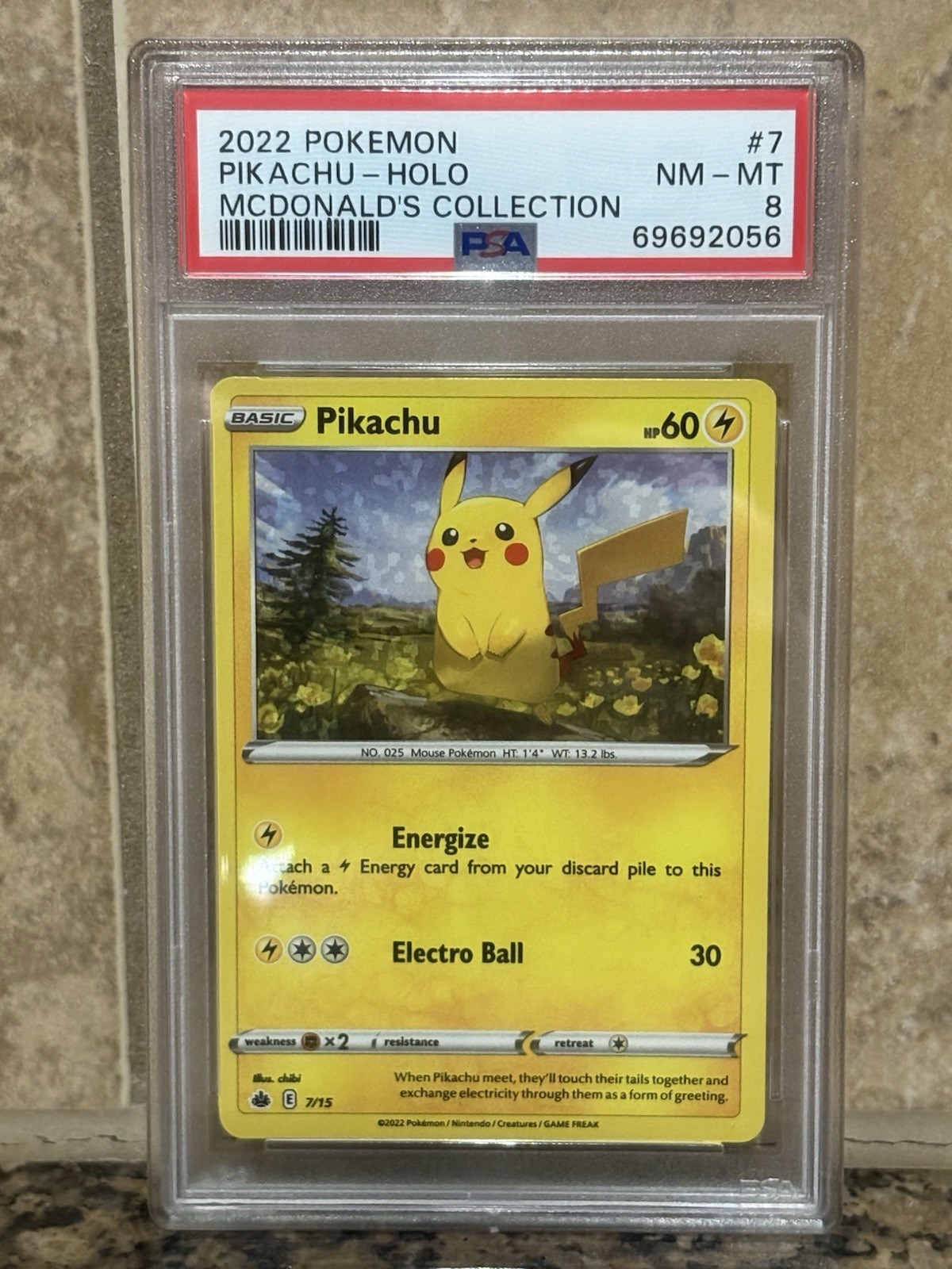2022 POKEMON MCDONALD'S COLLECTION #7 PIKACHU-HOLO PSA 8
