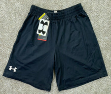 Under Armour Shorts Youth Boys Medium Black Loose Fit Heatgear - New With Tags
