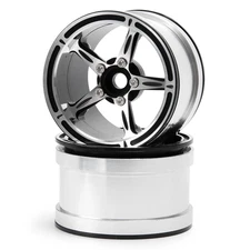 AXSPEED Metal Beadlock 2.2 Inch Wheel Rims Silver/Black Wheel Hub for Axial Wrai