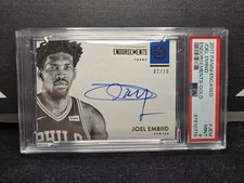 2017-18 Panini Encased Joel Embiid Endorsements Gold Auto /10 PSA 9