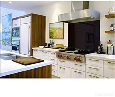 Belofay Designer Black Colour Toughened Glass Heat Resistant Kitchen Splashback