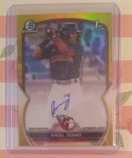 Angel Genao 2023 Bowman Chrome Yellow Refractor 1st Bowman AUTO /75 