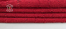 RED SNAKE TEXTURED PERFORATED WASHED VEG TAN Soft Lamb Leather 3+sqf 1.0mm C7444