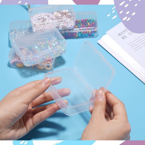 6 Packs Rectangle Small Clear Plastic Storage Containers Box Case with Hinged... - Picture 3 of 7