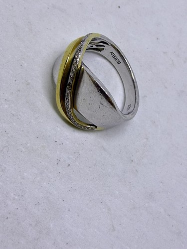 EFFY - Diamond Crossover Ring in Gold and Sterling Silver - Size 7 - - Picture 2 of 6