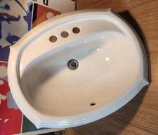 Vintage Porcelain Sink White 3 Hole French Provincial