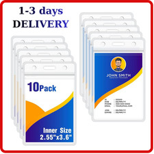 10Pack Vertical ID Badge Holder-Extra Thick Clear ID Card Holder with Waterproof