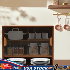 Kitchen Pantry Sideboard Bamboo Small Storage Cabinet Sliding Door Cupboard
