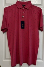 Donald Ross "Sport" Fit Polo. Medium, "Douglas" Raspberry/Navy, New with Tags