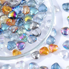 100 Pcs Heart Beads Glass Crystal Plated Spacer Beads for DIY Craft Jewelry Maki