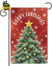 Merry Christmas Garden Flag 12X18 Inch Double-Sided Burlap Family Party Outdoor