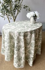 Green Toile French Country 60" Round Tablecloth Toile Du Jouy Pastoral Cotton