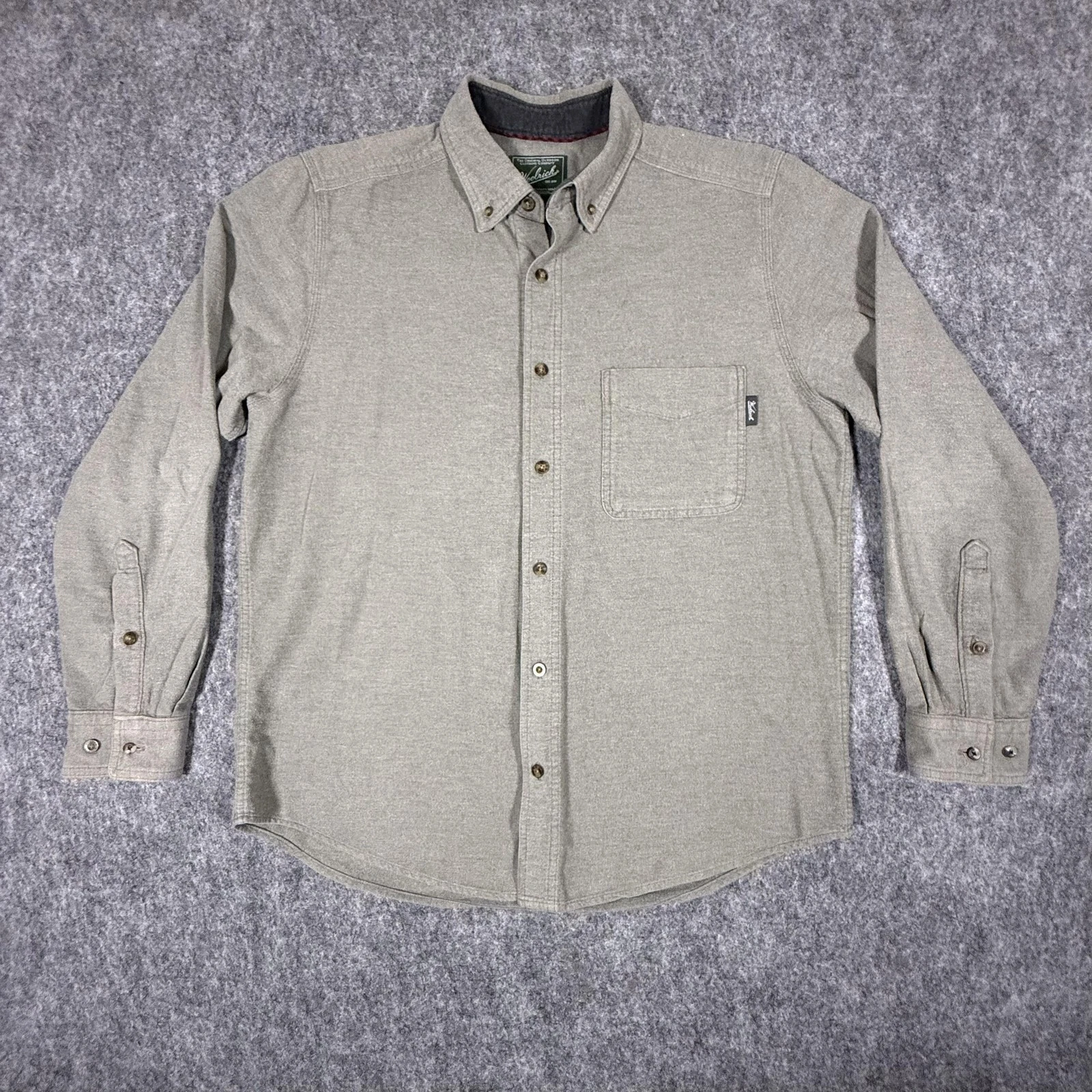 Woolrich Shirt Mens Large Gray Solid Flannel Button Down Long Sleeve Outdoor