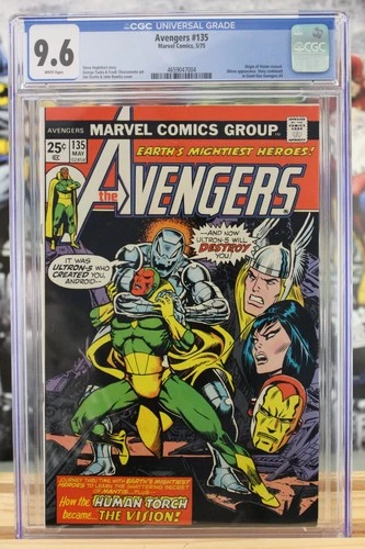The Avengers #135 ~ 5/75 ~ CGC Grade 9.6, White Pages ~ Origin of Vision Retold