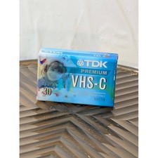 TDK VHS-C Tape Blank 30 Min Blue New Sealed Premium Compact Video Cassette